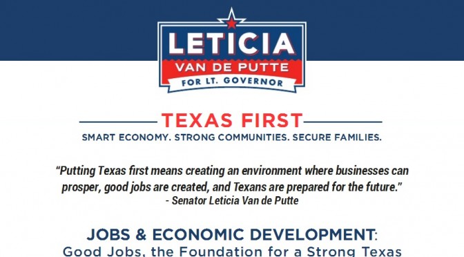 Leticia Van de Putte Releases ‘Texas First’ Jobs Plan