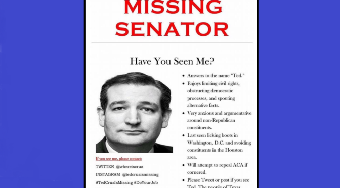 ‘Missing’ Ted Cruz Ignores Constituents